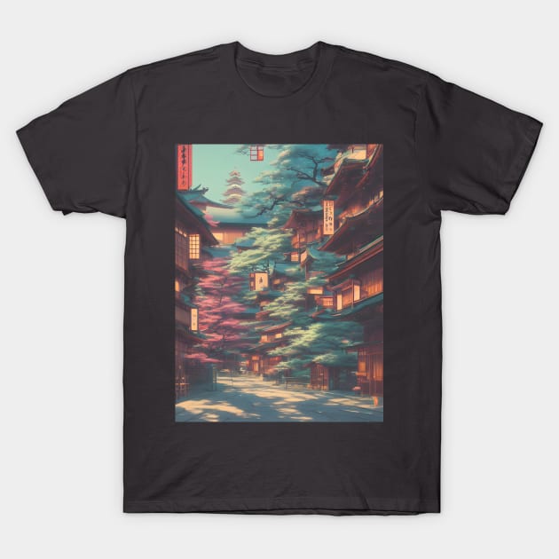 Japanese Temples Vacation Holiday Streets of Calmness Vintage Trees T-Shirt by DaysuCollege